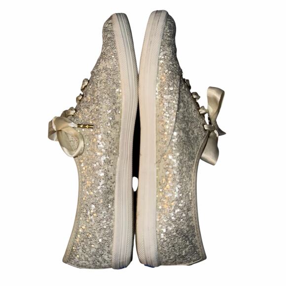 Keds x Kate Spade New York Glitter Sneakers WF53272 Cream Ivory 8.5 Women’s - Picture 5 of 12